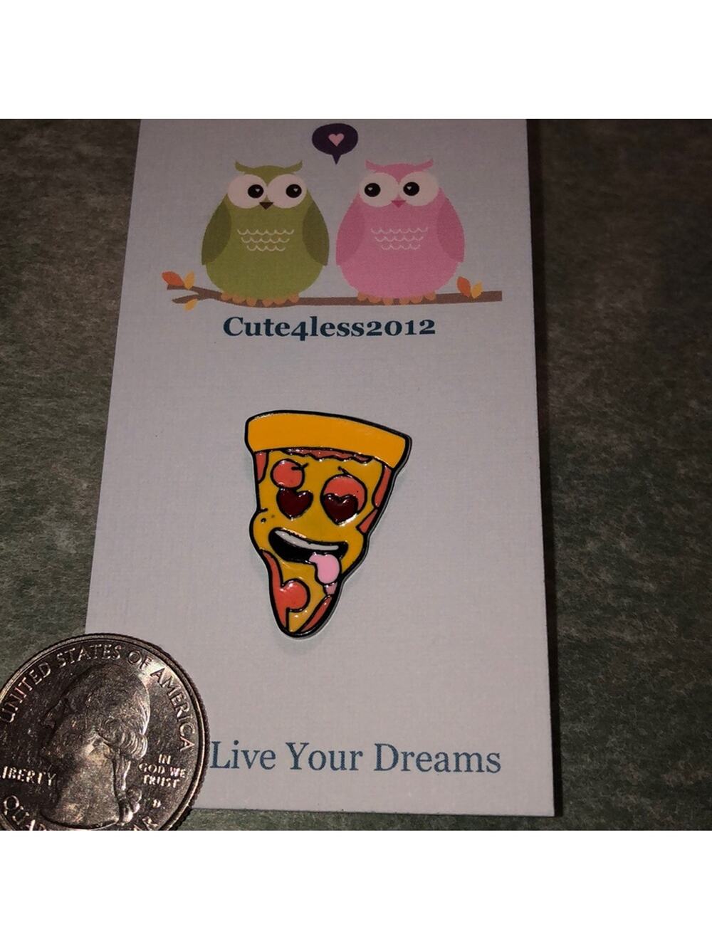 Funny Face Pizza Pin Brooch